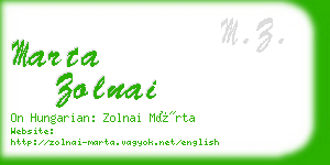 marta zolnai business card